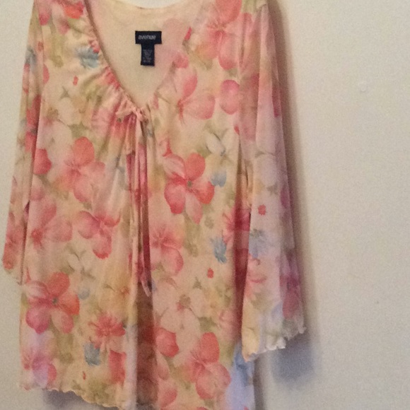 Avenue Pastel Floral Vneck Top Plus:26/28 - Picture 3 of 7